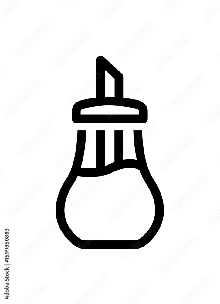 Poster a simple line drawing of a sugar dispenser with a spout and some content inside.