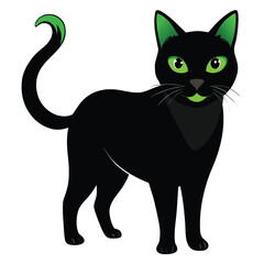 Obraz premium Sleek black cat vector illustration featuring a cute feline silhouette, perfect for any animal-themed design or Halloween art