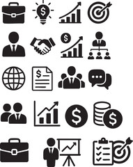 Corporate business icons for analytics and strategy