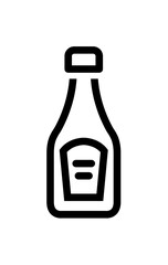 Simple black line drawing of a ketchup bottle.