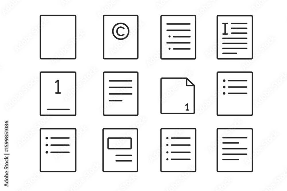 Poster various document icons on a gradient background