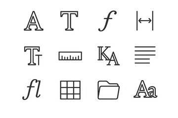 Typography tools and symbols for text formatting and design concepts