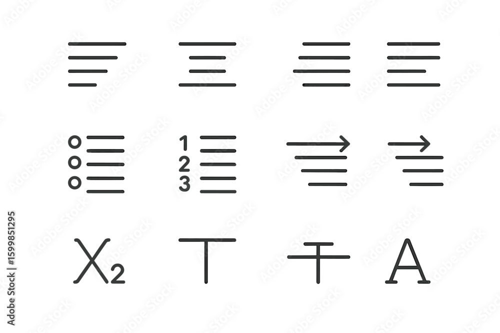 Fototapete gray text alignment and formatting icons on gradient background