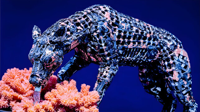 drinking from a glowing stream in a bioluminescent forest - Powered by Adobe