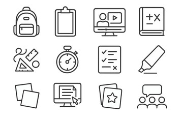 Fototapeta premium School tools and learning icons on a gradient background