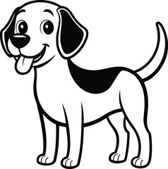 Beagle dog portrait illustration with a cute brown and white puppy