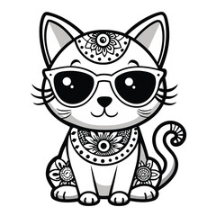 Cute, funny, baby cat vector cartoon animal illustration