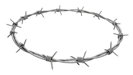 barbed wire circle isolated on transparent background