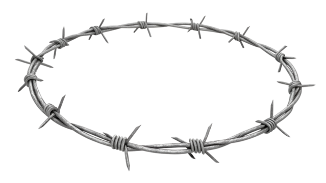barbed wire circle isolated on transparent background