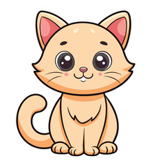 Cheerful domestic orange cartoon kitten vector illustration