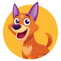 Funny cartoon pet illustration of a cute brown puppy head