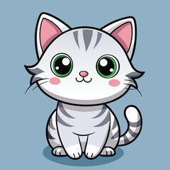 Cute, happy, domestic kitten cartoon character vector illustration