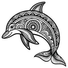 Vector illustration set of sea animal designs including fish and whale silhouettes