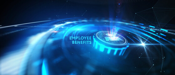 Business, Technology, Internet and network concept. Shows the inscription: EMPLOYEE BENEFITS.  3d illustration