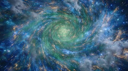 Spiral Galaxy Nebula With Glowing Stars