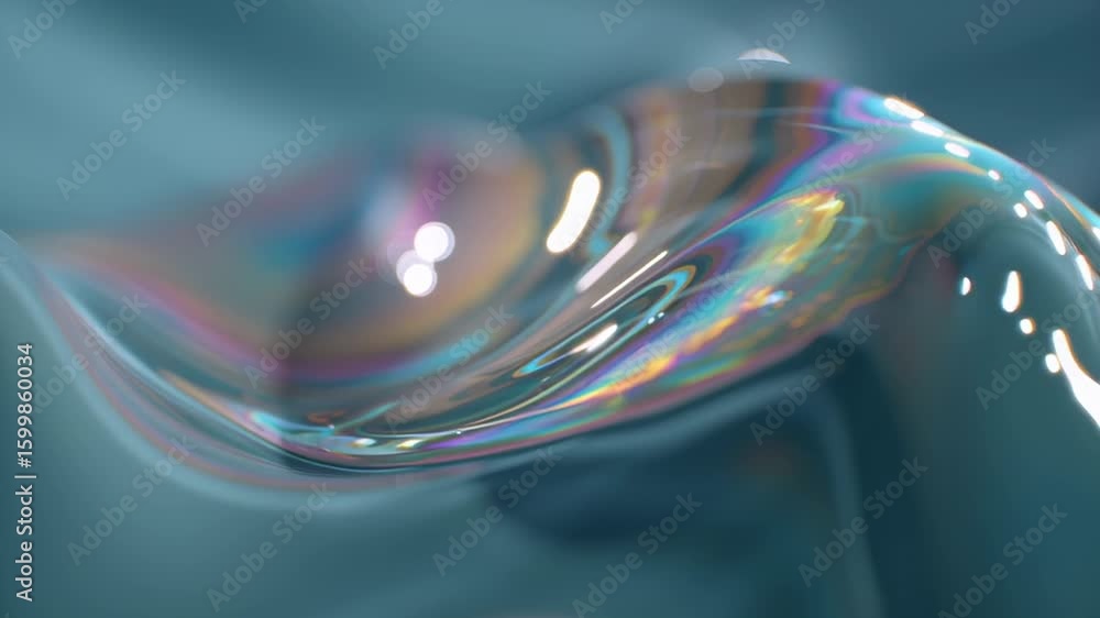 Poster elegant holographic liquid gradient flow capturing light and movement in a serene environment