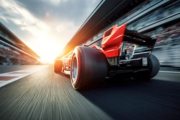  cinematic back angle of fast formula one car © Anastasia