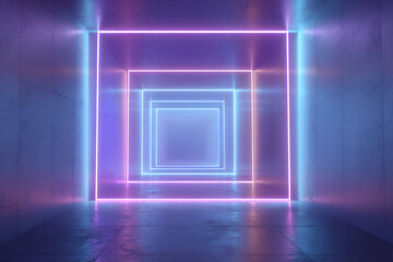Neon Tunnel of Light: A mesmerizing neon tunnel with radiant light radiates a sense of futuristic elegance, inviting the viewer on a journey through an infinite and enthralling digital world.