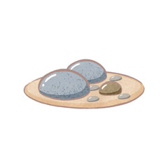 rock cartoon illustration with cute decorations in flat hand drawn style