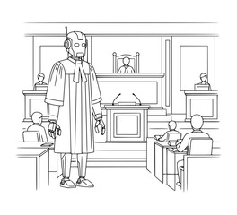 Robot Lawyer in Courtroom