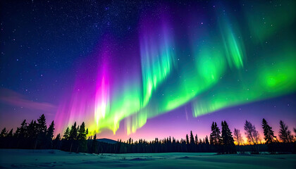 Aurora Borealis Night Sky Winter.