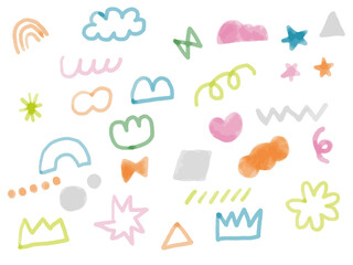 手書きあしらいセット　幾何学模様　カラフル