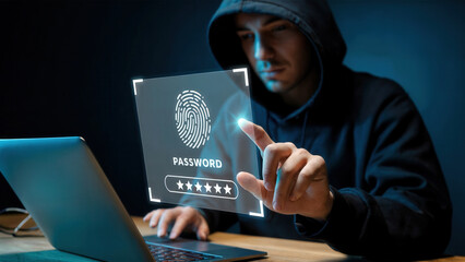 Hacker uses fingerprint scan for password entry on futuristic interface