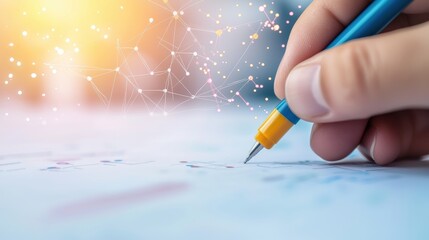 Planning Close up of a hand drawing a financial planning chart with graphs and calculations.