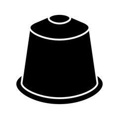Coffee capsule black icon isolated on white background.