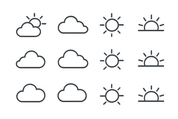 Fototapeta premium Grid minimal contour stroke set collection vector icon outline prompt symbol icons