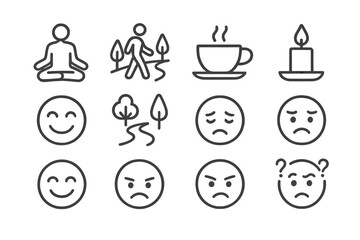 Collection set minimal outline contour vector prompt symbol icon icons mindfulness line