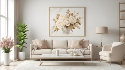 3D illustration, Mockup photo frame. 