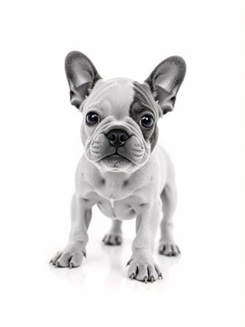 Fototapeta a black and white photograph of a French Bulldog puppy