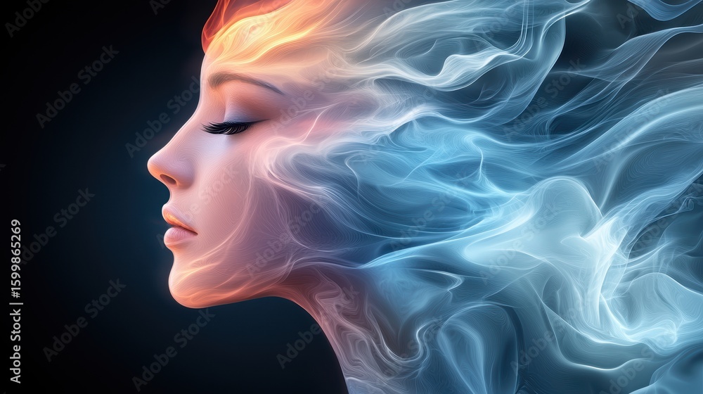 Poster talent abstract faces morphing into different creative forms representing versatility