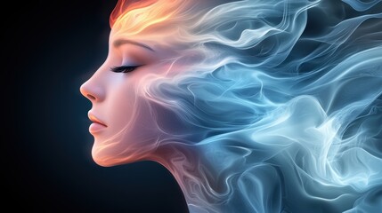 Talent Abstract faces morphing into different creative forms representing versatility