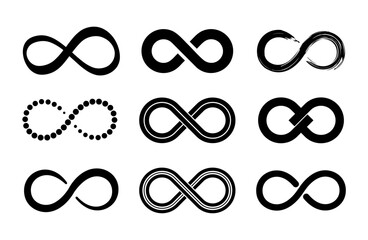 Infinity symbols set collection - Endless-eternal-limitless concept - Various infinity icon styles