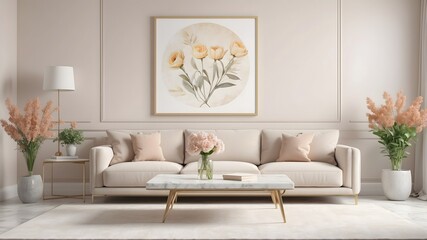 Brown armchair on empty white wall background. 3d illustration.