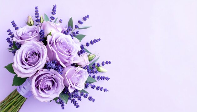 Lilac roses and lavender bouquet - Powered by Adobe