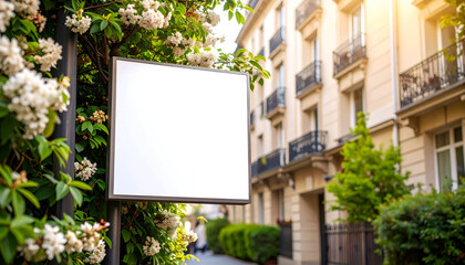 Blank Sign with Parisian Street, and Spring.