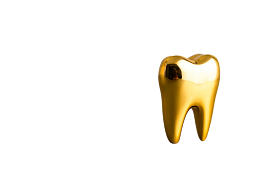 a gold tooth with a toothbrush on it