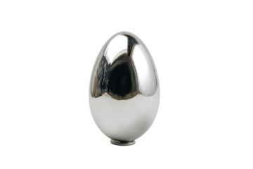 a shiny silver egg shaped vase on a white background