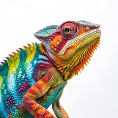 Vibrant Chameleon Portrait Close-up, Colorful Reptile, Exotic Animal, Macro Photography, Wildlife. Chameleon, Reptile