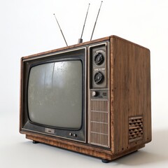 Vintage Wooden TV 3D Render, Retro Television, Dusty Screen, ,Retro Television, 3D Rendering