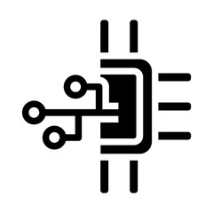 Obraz premium AI Chip Icon On Glyph Style