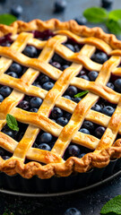 Blueberry Pie with Lattice Crust, and Baked.