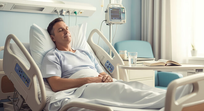 Man Sleeping in Hospital Bed