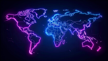 Global Neon Map with Connections.