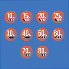 a set of percentage sticker sale off vector illustration label. price control button and flat 50% off. blue background. 