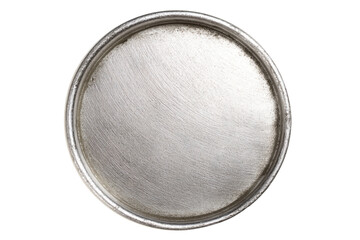 a metal plate with a silver background