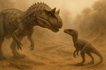 Dinosaur and baby T-rex.